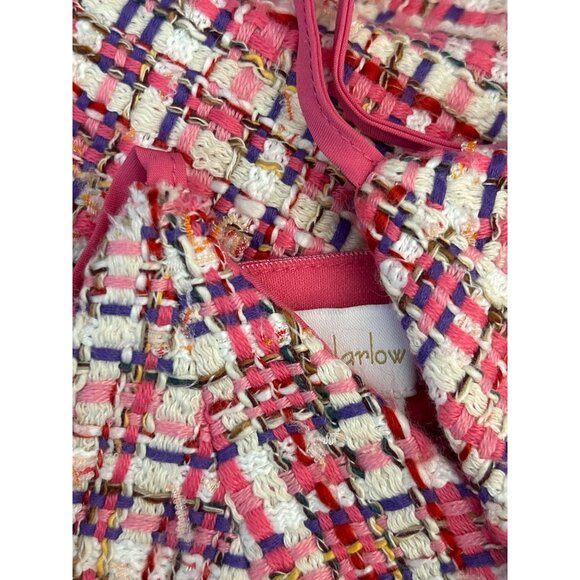 House Of Harlow 1960 Pink Tweed Plaid Mini Dress Preppy Y2K Old Money Style Sz M - Picture 6 of 6